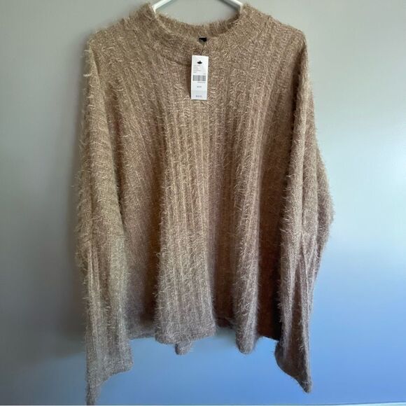 Lane Bryant Sweaters - Lane Bryant NWT tan fuzzy furry sweater Crewneck women size 22/24 plus pullover